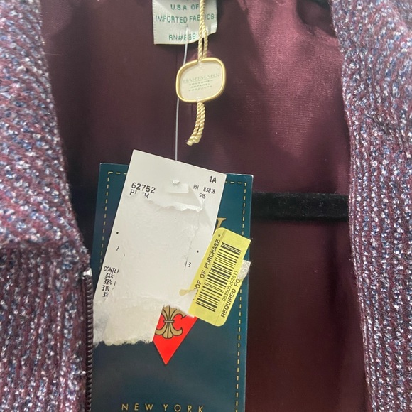 Wool blend Zipup Blazer Coat HW New York Womens Coat Plum and Gray NWT Size 12 - Picture 3 of 15